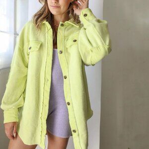 Free People Ruby Oversized Shacket Jacket in Luminary Yellow Green Women’s Sz XS
